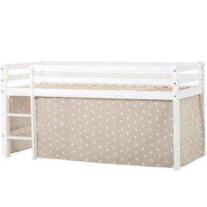 Hochbett HOPPEKIDS ECO Dream, Kinderbett, Spielbett, Halbhohes Bett aus Massivholz Hochbetten Gr. umbaubar, Liegefläche B/L: 90cm x 200cm, ohne Matratze, beige (weiß-beige) Baby Kinderbett Hochbett inkl. Vorhang-Set Creator, Bettgröße & Matratze wählbar