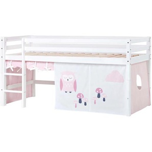 Hochbett HOPPEKIDS ECO Dream, Kinderbett, Spielbett, Halbhohes Bett aus Massivholz Hochbetten Gr. umbaubar, Liegefläche B/L: 90cm x 200cm, ohne Matratze, rosa (weiß-rosa / eule) Baby Kinderbett Hochbett inkl. Vorhang-Set Creator, Bettgröße & Matratze