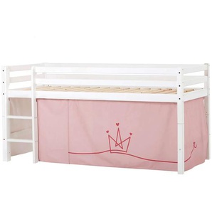 Hochbett HOPPEKIDS ECO Dream, Kinderbett, Spielbett, Halbhohes Bett aus Massivholz Hochbetten Gr. umbaubar, Liegefläche B/L: 90cm x 200cm, ohne Matratze, rosa (weiß-rosa / krone) Baby Kinderbett Hochbett inkl. Vorhang-Set Creator, Bettgröße & Matratze