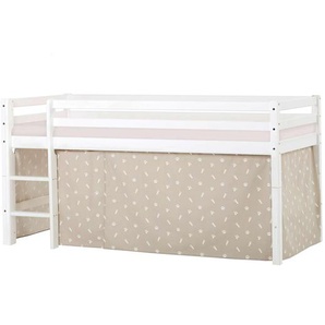 Hochbett HOPPEKIDS ECO Dream, Kinderbett, Spielbett, Halbhohes Bett aus Massivholz Hochbetten Gr. umbaubar, Liegefläche B/L: 90cm x 200cm, Schaumstoffmatratze, beige (weiß-beige) Baby Kinderbett Hochbett inkl. Vorhang-Set Creator, Bettgröße & Matratze