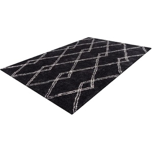 Hochflor-Teppich CALO-DELUXE Elvar-1000 Teppiche Gr. B/L: 160 cm x 230 cm, 27 mm, 1 St., grau (anthrazit) Esszimmerteppiche besonders weich durch Microfaser, Wohnzimmer