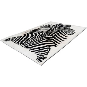 Hochflor-Teppich CALO-DELUXE Vogesen 400 Teppiche Gr. B/L: 160 cm x 230 cm, 30 mm, 1 St., schwarz-weiß (weiß, schwarz) Esszimmerteppiche weiche Haptik, Wohnzimmer