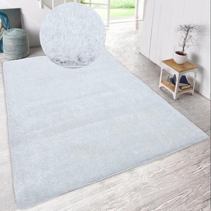 Hochflor-Teppich HOME AFFAIRE Malin Teppiche Gr. B: 280cm, 43mm, L: 380cm, weiß Shaggy in Uni-Farben, einfarbig, leicht glänzend, besonders weich