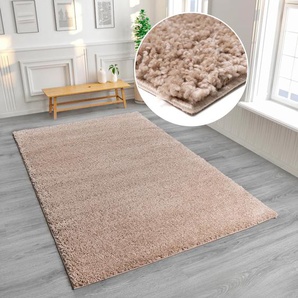 Hochflor-Teppich HOME AFFAIRE Viva Teppiche Gr. B: 240cm, 45mm, L: 320cm, beige Uni Farben, einfarbig, besonders weich und kuschelig