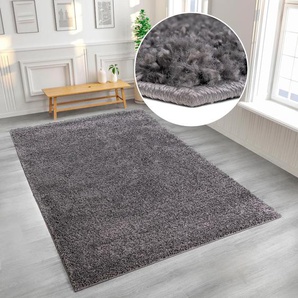 Hochflor-Teppich HOME AFFAIRE Viva Teppiche Gr. B: 280cm, 45mm, L: 390cm, grau (stone) Uni Farben, einfarbig, besonders weich und kuschelig