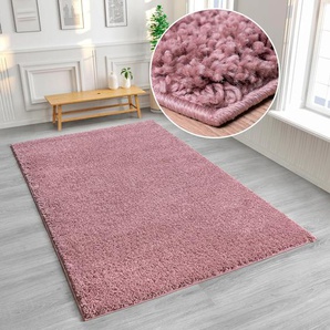 Hochflor-Teppich HOME AFFAIRE Viva Teppiche Gr. B: 280cm, 45mm, L: 390cm, lila (flieder) Uni Farben, einfarbig, besonders weich und kuschelig