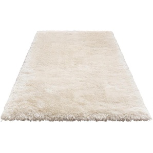 Hochflor-Teppich LEONIQUE Lasse, hoher Flor, besonders weich durch Mikrofaser Teppiche Gr. B/L: 160 cm x 230 cm, 76 mm, 1 St., weiß (ivory) Esszimmerteppiche Shaggy-Look, meliertes Garn, Wohnzimmer, Schlafzimmer, Kinderzimmer