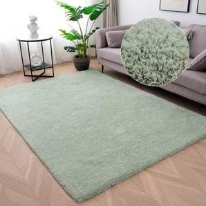 Hochflor-Teppich MY HOME Microfaser Teppich Magong, besonders weich, sehr feiner Flor Teppiche Gr. B: 240cm, 25mm, L: 320cm, grün (mint) uni, Wohnzimmer, Schlafzimmer, Kinderzimmer, auch rund und als Läufer