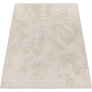 Hochflor-Teppich PACO HOME Arnheim 745, beige (creme), B:160cm H:26mm L:220cm, Polyester, Teppiche, Uni Farben, modernes geometrisches Design, besonders weich