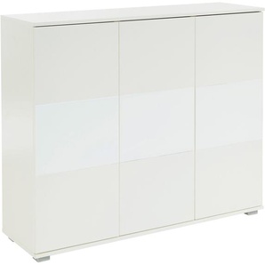 Hochkommode PRIESS Sideboards Gr. B: 123cm, 3 Türen, weiß (weiß/weißglas) Türkommode