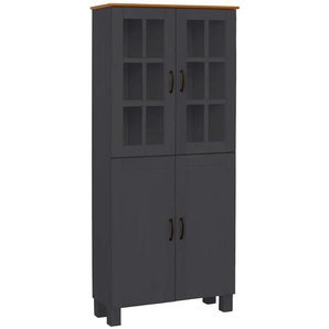 Hochschrank HOME AFFAIRE Rodby, anthrazit, honig, B:75cm H:170cm T:30cm, Massivholz, Schränke, FSC-zertifiziertes Massivholz, Breite 75cm, Höhe 170cm