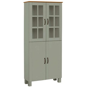 Hochschrank HOME AFFAIRE Rodby, salbei grün, honig, B:75cm H:170cm T:30cm, Massivholz, Schränke, FSC-zertifiziertes Massivholz, Breite 75cm, Höhe 170cm