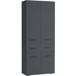 Hochschrank INOSIGN Skara, grau (anthrazit), B:76cm H:180cm T:35cm, Spanplatte, Schränke, mit drei variablen Einlegeböden