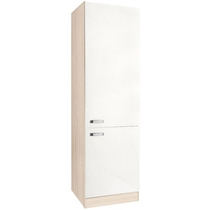 Hochschrank OPTIFIT Faro Schränke Gr. B/H/T: 60cm x 206,8cm x 57,1cm, 2 St., weiß (weiß glanz) mit Metallgriffen, Breite 60 cm