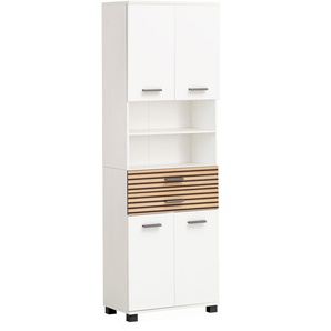 Hochschrank SCHILDMEYER Katta, Breite 59 cm, weiß (mattweiß, akustikprint), B:59,8cm H:180,9cm T:32,6cm, FSC-zertifizierter Holzwerkstoff, Schränke, Schubladenfronten mit Akustikprint