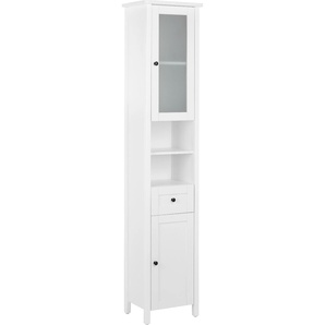 Hochschrank WELLTIME Aalborg Schrank Badezimmerschrank Badschrank, weiß, B:40cm H:190cm T:30,5cm, MDF, Schränke, Badmöbel im Landhaus-Stil, Breite 40 cm