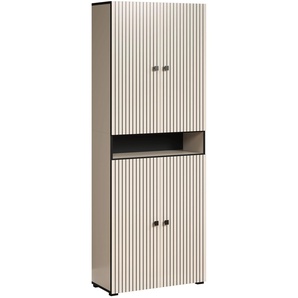 Hochschrank WELLTIME Amrum Schränke Gr. B/H/T: 70cm x 188cm x 31cm, 4 St., grau (hellgrau) Geräumiger Badezimmerschrank in Rillenoptik - (BTH) 7031188 cm