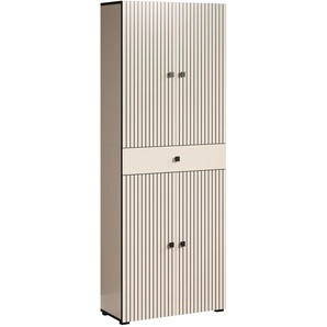 Hochschrank WELLTIME Amrum Schränke Gr. B/H/T: 70cm x 188cm x 31cm, 4 St., grau (hellgrau) Geräumiger Badschrank in eleganter Rillenoptik - (BTH) 7031188 cm