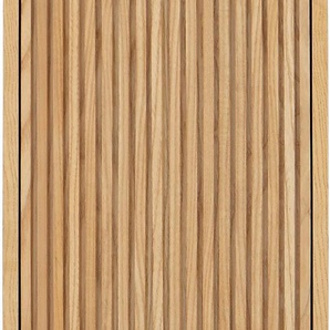 Hochschrank WELLTIME Falun, braun (eichefarben), B:32cm H:165cm T:29cm, MDF, Furnier, Massivholz, Schränke, Badmöbel, Badezimmerschrank mit Rille, Breite 35 cm