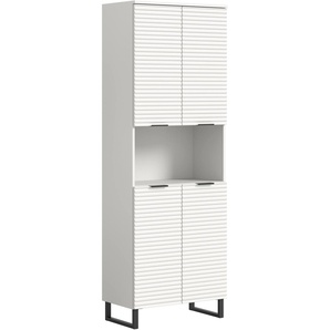 Hochschrank WELLTIME Litica, Höhe 193 cm, 4 Türen, 2 Einlegeböden, 1 offenes Fach Schränke Gr. B/H/T: 70cm x 193cm x 34cm, 4 St., weiß Badschrank, Standschrank, Badezimmer, Bad-Möbel