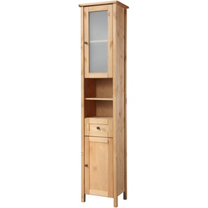 Hochschrank WELLTIME Sylt Schränke Gr. B/H/T: 40 cm x 190 cm x 30,5 cm, 2 St., beige (natur) Bad-Hochschränke Badmöbel im Landhaus-Stil, Breite 40 cm, aus Massivholz