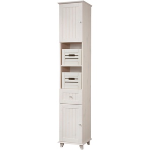 Hochschrank WELLTIME Venezia Landhaus Schränke Gr. B/H/T: 33cm x 176cm x 33cm, 2 St., weiß Bad-Hochschrank Breite 33 cm, aus hochwertigem Echtholz