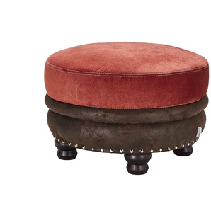 Hocker Mikrofaser in Velours-Optik Bristol ¦ rot ¦ Maße (cm): H: 50  Ø: 74