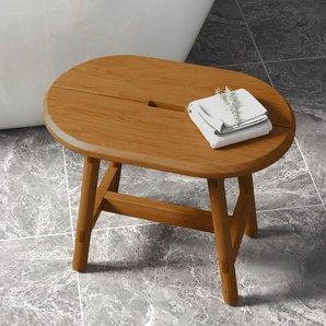 Hocker DESTINY SPA & LIVING, braun (holzfarben), B:65cm H:46cm T:42cm, Hocker, Badhocker, Saunabank oval 65 x 42 x 46,5 cm, Teak