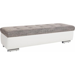 Hocker DOMO COLLECTION Treviso XXL: B/T/H: 161/60/41 cm Gr. B/H/T: 161cm x 41cm x 60cm, Kunstleder SOFTLUX-Struktur, weiß (weiß/weiß-grau/pepper) Hocker mit Stauraum Polsterhocker Stauraum, auch in Cord, passend zur Serie, moderne Steppung