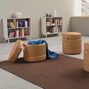 Hocker EGOITALIANO Tonder, Designhocker als Blickfang mit tollen Details Gr. B/H/T: 50 cm x 50 cm x 50 cm, Lu x us-Microfaser Lederoptik, braun (cognac) Baby Sitzhocker Hocker mit Stauraum Kinderhocker Kinderhocker, Kinderbänke und Kinderstühle inkl.