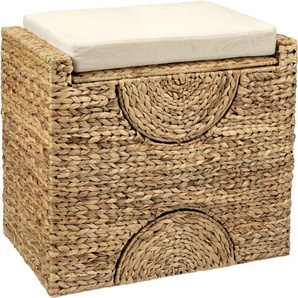 Hocker, beige (natur), B:56cm H:50cm T:35cm, Hocker, Sitzhocker Badhocker Hocker mit Stauraum, Topseller