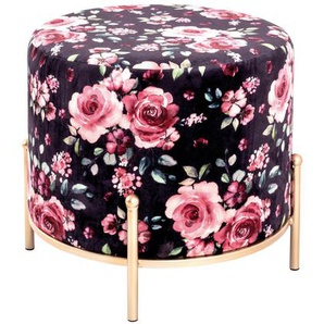 Xxxl Hocker, Mehrfarbig, Gold, Metall, Textil, Rose, rund, 40x40x40 cm, Wohnzimmer, Hocker, Sitzhocker