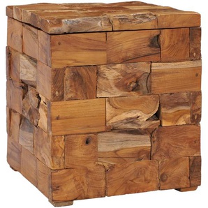 Hocker Mit Stauraum Massivholz Teak Gelb