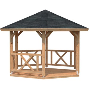 Holzpavillon PALMAKO Betty Pavillons Gr. B/H/T: 423 cm x 313 cm x 423 cm, braun (hellbraun) Feststehende Pavillons BxT: 423x423 cm, hellbraun