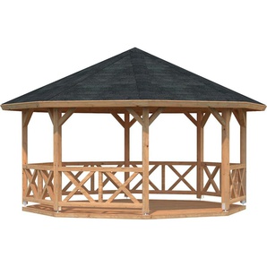 Holzpavillon PALMAKO Betty Pavillons Gr. B/H/T: 551 cm x 346 cm x 551 cm, braun (hellbraun) Feststehende Pavillons BxT: 551x551 cm, hellbraun