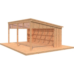 Holzpavillon PALMAKO Nova Pavillons Gr. B/H/T: 617 cm x 288 cm x 397 cm, braun (hellbraun) Feststehende Pavillons mit Oberlicht, BxT: 617x397 cm, hellbraun