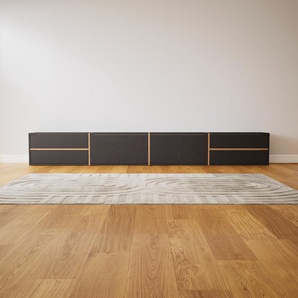 Lowboard Graphitgrau - TV-Board: Schubladen in Graphitgrau & Türen in Graphitgrau - Hochwertige Materialien - 300 x 40 x 34 cm, Komplett anpassbar