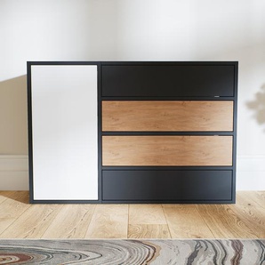 Kommode Graphitgrau - Lowboard: Schubladen in Graphitgrau & Türen in Weiß - Hochwertige Materialien - 115 x 79 x 34 cm, konfigurierbar