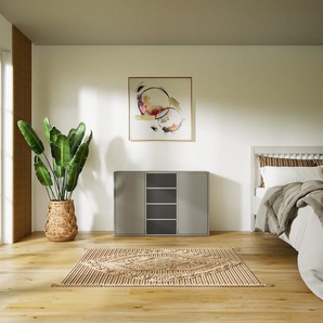 Kommode Grau - Lowboard: Schubladen in Graphitgrau & Türen in Grau - Hochwertige Materialien - 118 x 79 x 34 cm, konfigurierbar