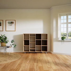 Holzregal Grau - Skandinavisches Regal: Hochwertige Qualität, einzigartiges Design - 156 x 129 x 47 cm, Personalisierbar