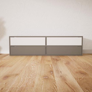 Lowboard Grau - Designer-TV-Board: Schubladen in Grau - Hochwertige Materialien - 151 x 40 x 34 cm, Komplett anpassbar