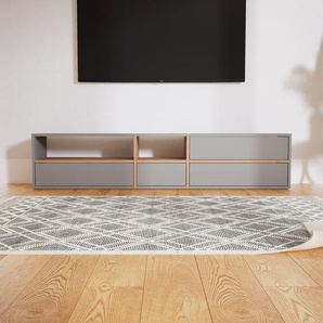 Lowboard Grau - Designer-TV-Board: Schubladen in Grau - Hochwertige Materialien - 190 x 40 x 34 cm, Komplett anpassbar
