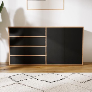 Sideboard Schwarz - Sideboard: Schubladen in Schwarz & Türen in Schwarz - Hochwertige Materialien - 151 x 79 x 34 cm, konfigurierbar