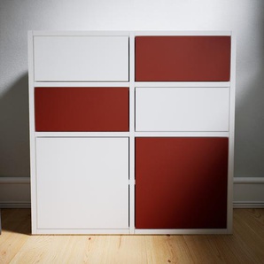 Kommode Weiß - Lowboard: Schubladen in Terrakotta & Türen in Weiß - Hochwertige Materialien - 79 x 79 x 34 cm, konfigurierbar