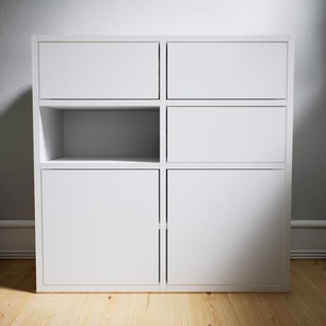 Aktenschrank Weiß - Büroschrank: Schubladen in Weiß & Türen in Weiß - Hochwertige Materialien - 79 x 79 x 34 cm, Modular