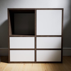Kommode Weiß - Lowboard: Schubladen in Weiß & Türen in Weiß - Hochwertige Materialien - 79 x 79 x 34 cm, konfigurierbar