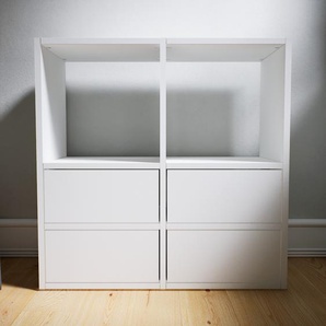 Kommode Weiß - Design-Lowboard: Schubladen in Weiß - Hochwertige Materialien - 79 x 79 x 34 cm, Selbst zusammenstellen