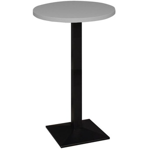 Hom`in Bartisch, Grau, Schwarz, Metall, Holzwerkstoff, rund, Säule, Bodenplatte, 70x105.5x70 cm, in verschiedenen Holzdekoren erhältlich, Esszimmer, Tische, Stehtische