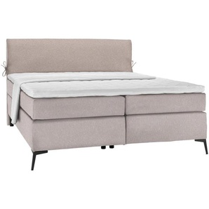 Hom`in Boxspringbett, Hellgrau, Beige, Textil, H2 + H3, 7-Zonen, Höhe ca. 18 cm, 140x200 cm, Topper durchgehend, Wendematratze mit unterschiedlichen Härtegraden, Kinder- & Jugendzimmer, Jugendmöbel, Jugendbetten, Jugend-Boxspringbetten