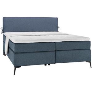 Hom`in Boxspringbett, Blau, Dunkelblau, Textil, H2 + H3, 7-Zonen, Höhe ca. 18 cm, 160x200 cm, Topper durchgehend, Wendematratze mit unterschiedlichen Härtegraden, Kinder- & Jugendzimmer, Jugendmöbel, Jugendbetten, Jugend-Boxspringbetten